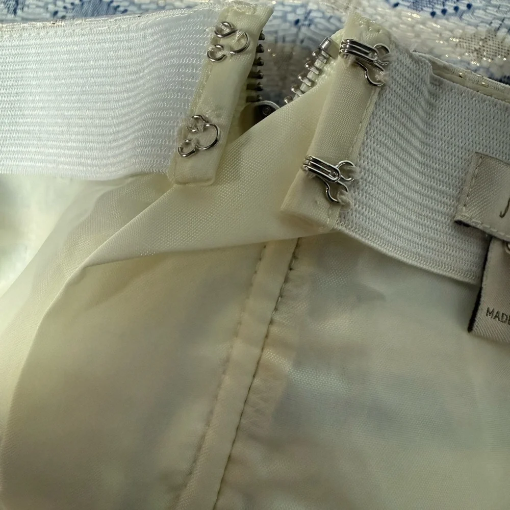 J. Crew Elegant Blue and Cream Gold Mini Aline Skirt Size 12